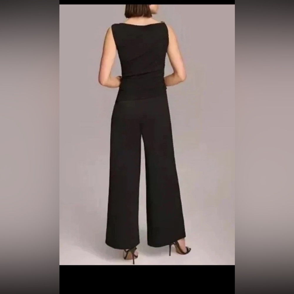 Donna Karan Women's Asymmetric Neck Draped Bodice Jumpsuit, Black,Size 8 - Picture 3 of 10
